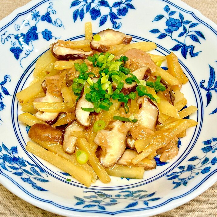 レンジで簡単!じゃがいもと椎茸のバター醤油炒め